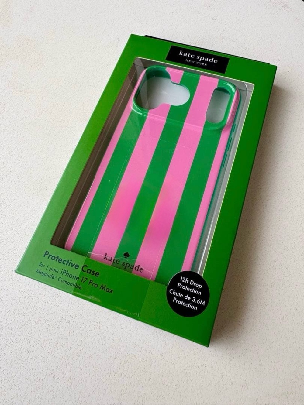 KATE SPADE CANDY STRIPE MAGSAFE iPHONE 17 PRO MAX PHONE CASE Pink Green